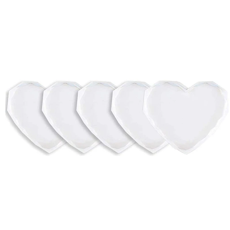 

5Pcs Silicone Coaster Moulds For Resin Cup Mats Mould Epoxy Casting Moulds Diamond Edge Heart Coaster Molds