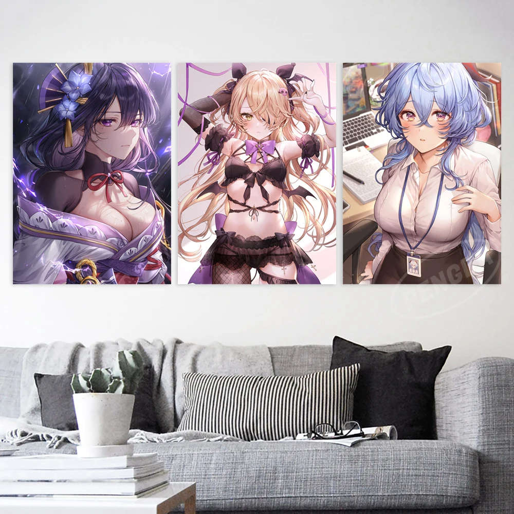 

Home Decor Genshin Impact Canvas Game Painting Fischl Pictures Shenhe Wall Art Yae Miko Hd Prints Ganyu Poster For Living Room