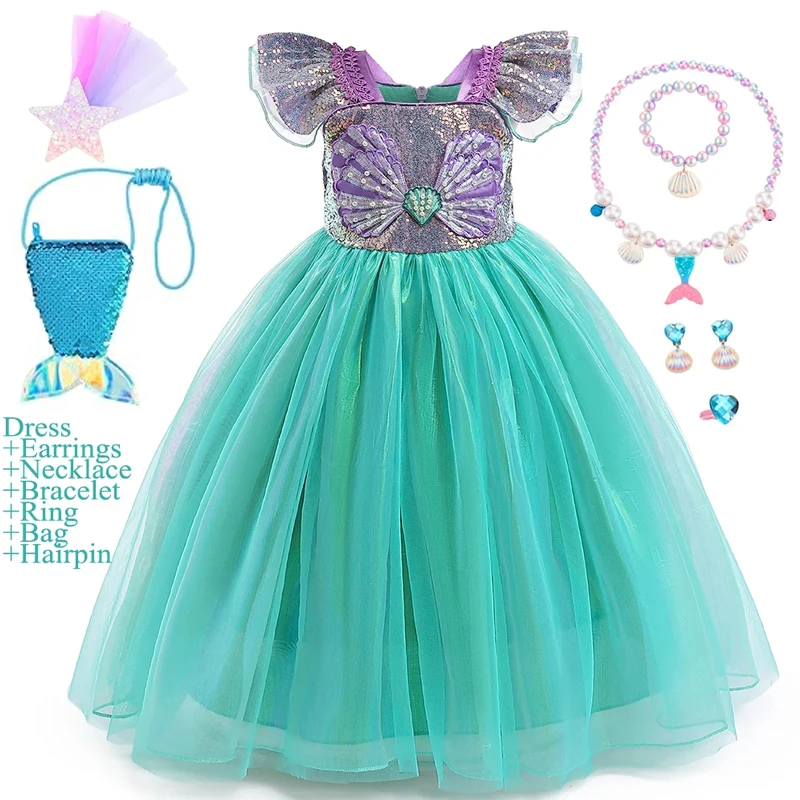 Платье с рукавами-фонариками и блестками для девочек