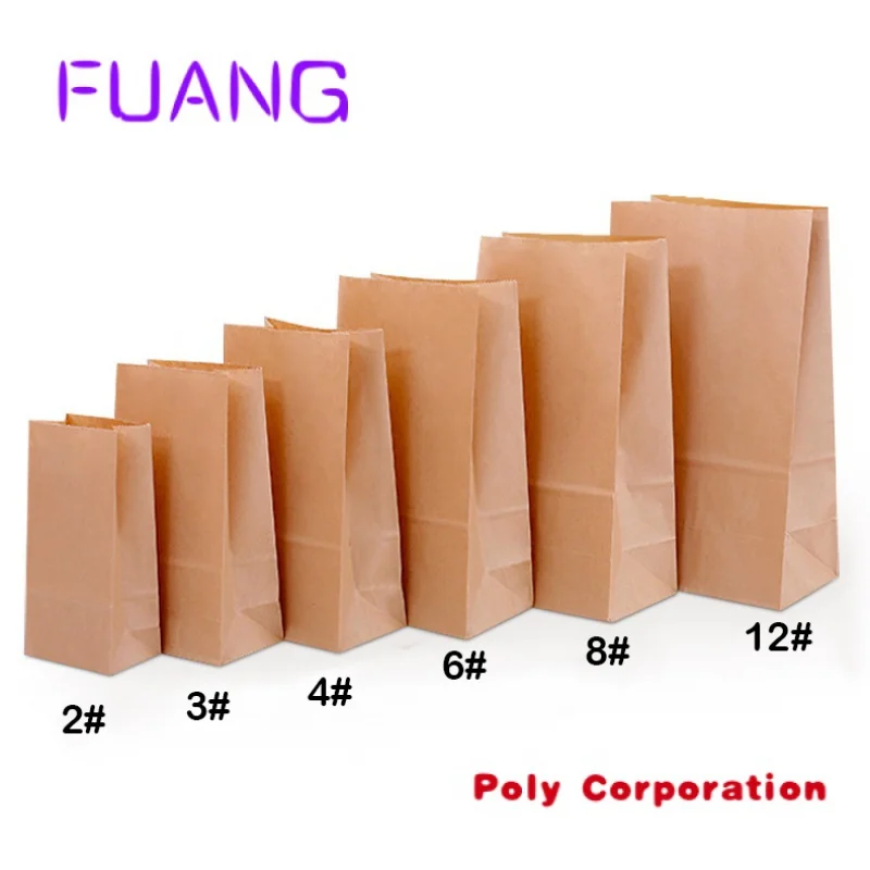 6#  Manufacturers wholesale disposable food grade packing bag custom sos brown kraft paper bags without handle