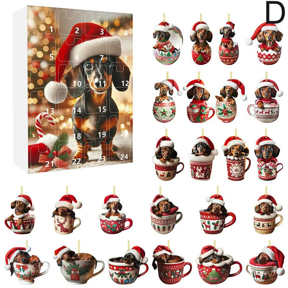 Таксы 24-дневный рождественский календарь обратного отсчета с орнаментом в виде