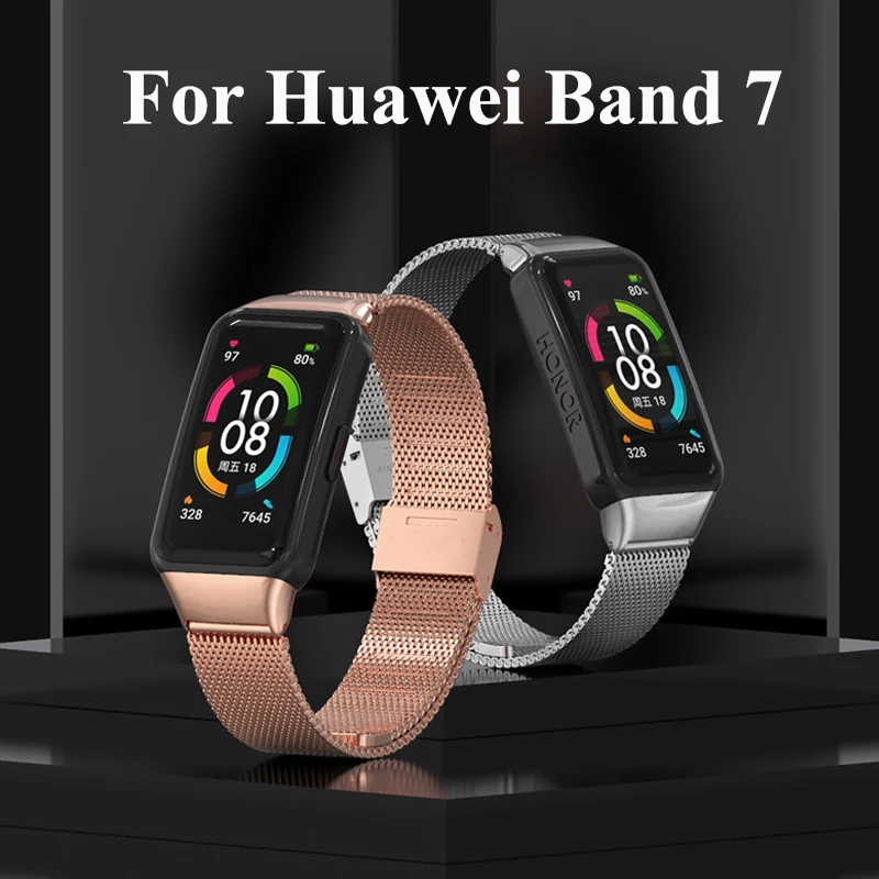 1 Pcs Mesh Replacement Watch Band For Huawei Band 7 Strap Stainless Steel Milanese Bracelet Wrist Loop For Huawei Band 7 Straps