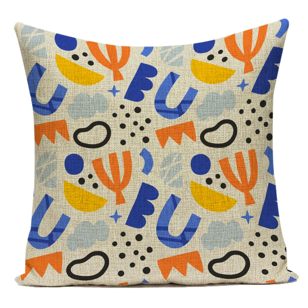 

Flower Sofa Floral Cushion Cover Artistic Home Decor Upholstery 45x45 Decorative Pillows Pillowcase Nordic Textile Letter E2159
