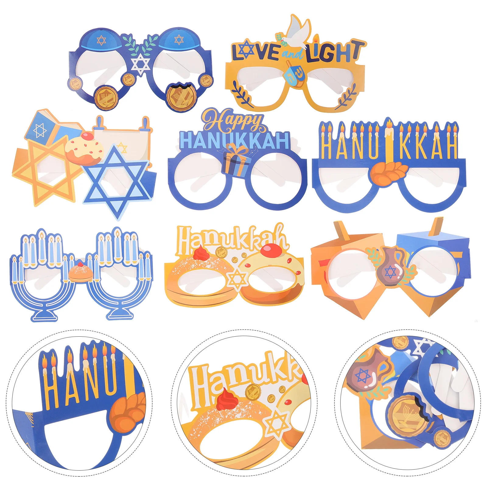 

Happy Hanukkah Eyeglasses Cartoon Paper Eyeglasses Prop Hanukkah Party Eyewear for Happy Chanukah Festival Party Decoration