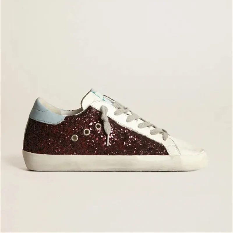 

2022 autumn and winter new sequins retro old small dirty shoes men and women couple casual shoes with high and low help df24