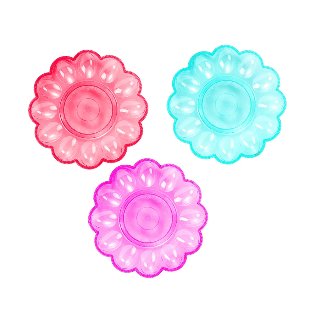 

3 Pcs Egg Storage Tray Easter Themed Holder Trays Organizer Plastic Holders Multi-grids Plate