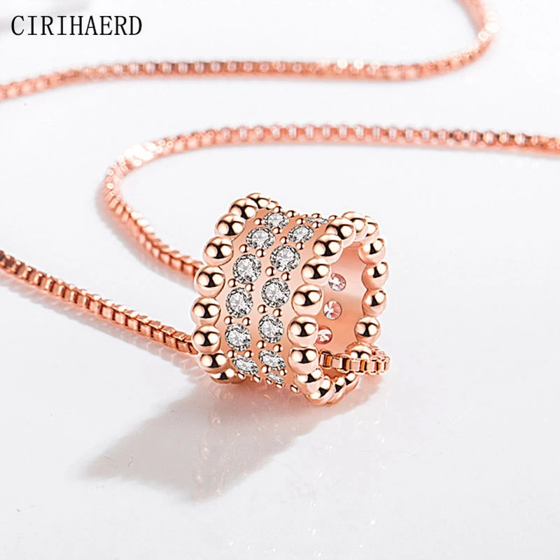 

Simple Fresh White Gold/Rose Gold Pendants Micro-Mosaic Zircon Xiaomanzhu Transfer Beads Pendant DIY Jewelry Making Accessories