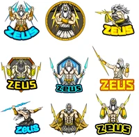 greek thunder god zeus thermal sticker iron on patches for clothing cartoon diy press applique heat transfer for bag parches