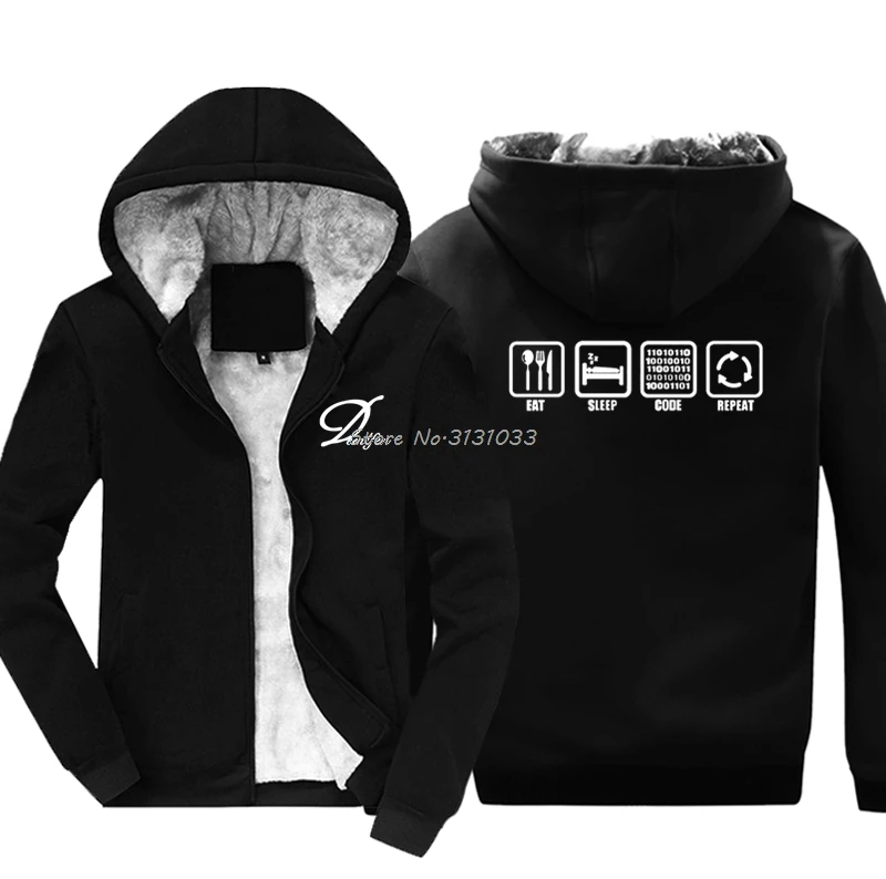 

Funny Eat Sleep Code Repeat Gift For Geek Programmer Hacker Sweatshirt Casual Men Cotton Thicken Hoodie Cool Tops jackets