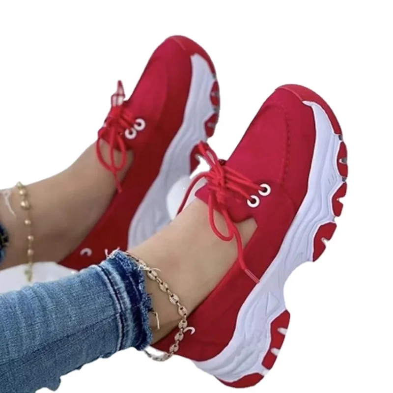 Ladies Shoes 2023 High Quality Summer Fashion Lace Up Women's Vulcanize Shoes Casual Platform Outdoor Walking Shoes Women