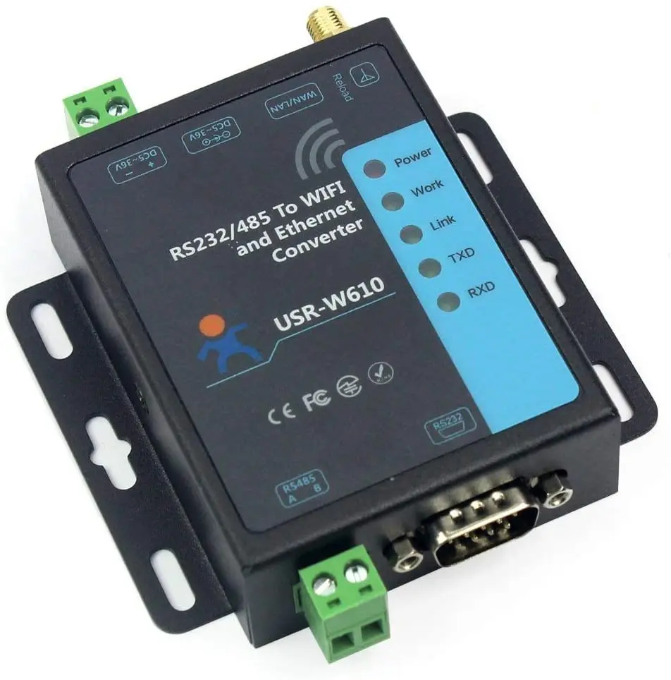 

USR-W610 SSL, HTTPS Serial RS232 RS485 to RJ45 Ethernet WiFi Converter Wireless Server Converter Built in Web Server