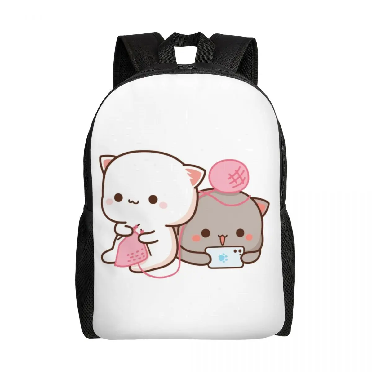 Personalized Peach And Goma Mochi Cat Knitting Backpack Men 