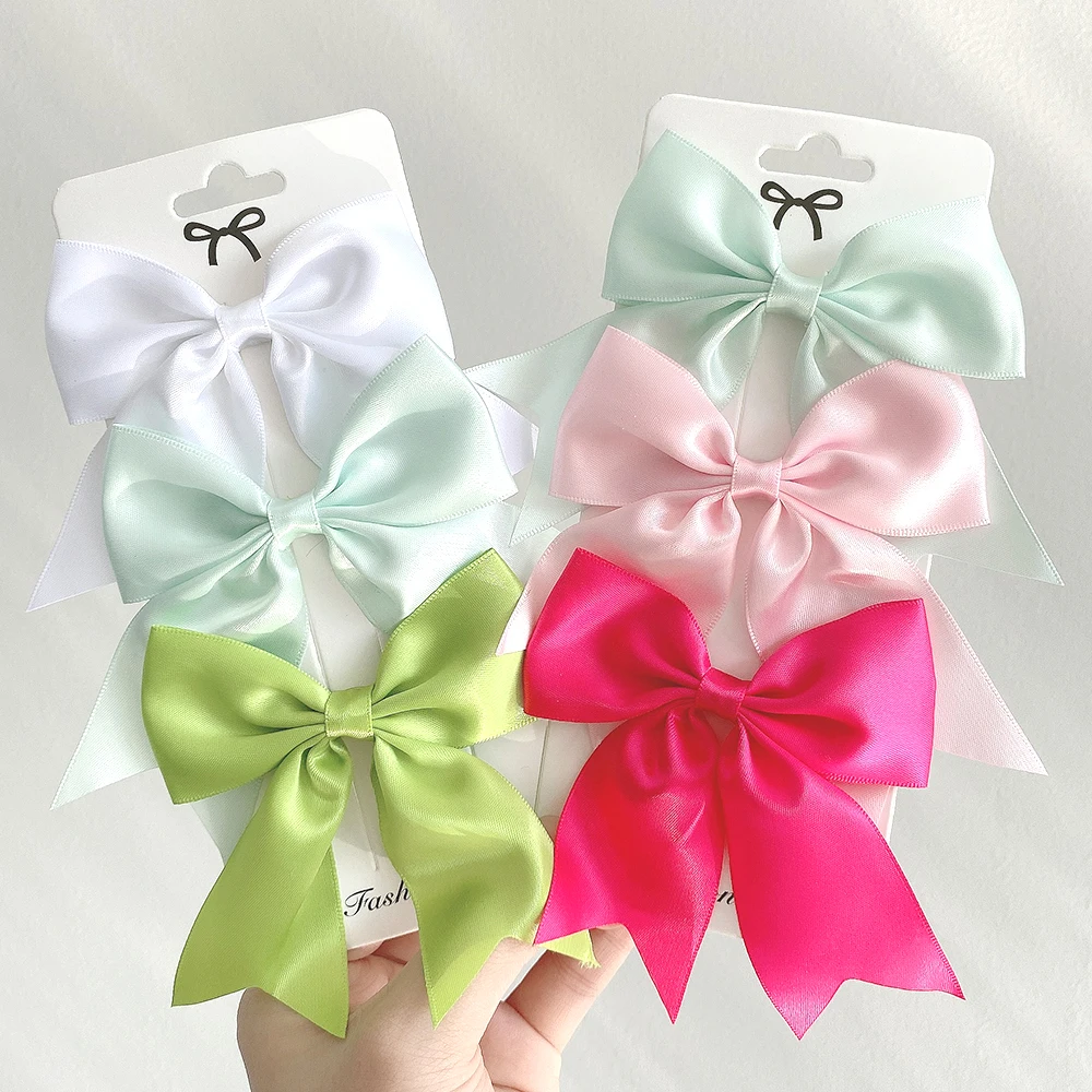 

3Pcs/Set 4.52Inches Lovely Solid Color Bows Hair Clip For Kids Girls Hairpins Barrettes Handmade Baby Headwear Hair Accessories