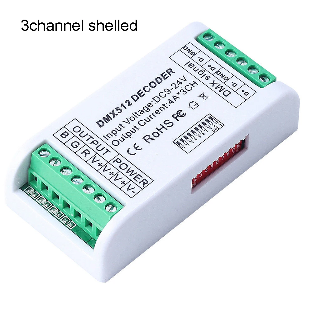 

Светодиодный декодер, 3/4 канальная лента DMX512, аксессуары для украшения дома, светильник постоянного напряжения, мини-контроллер, инструмент...