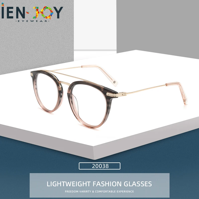 

IENJOY Transparent Double Beam Retro Flat Spectacles Myopia Glasses Frame Men And Women Trend Eyeglasses Frames Optical Eyewear