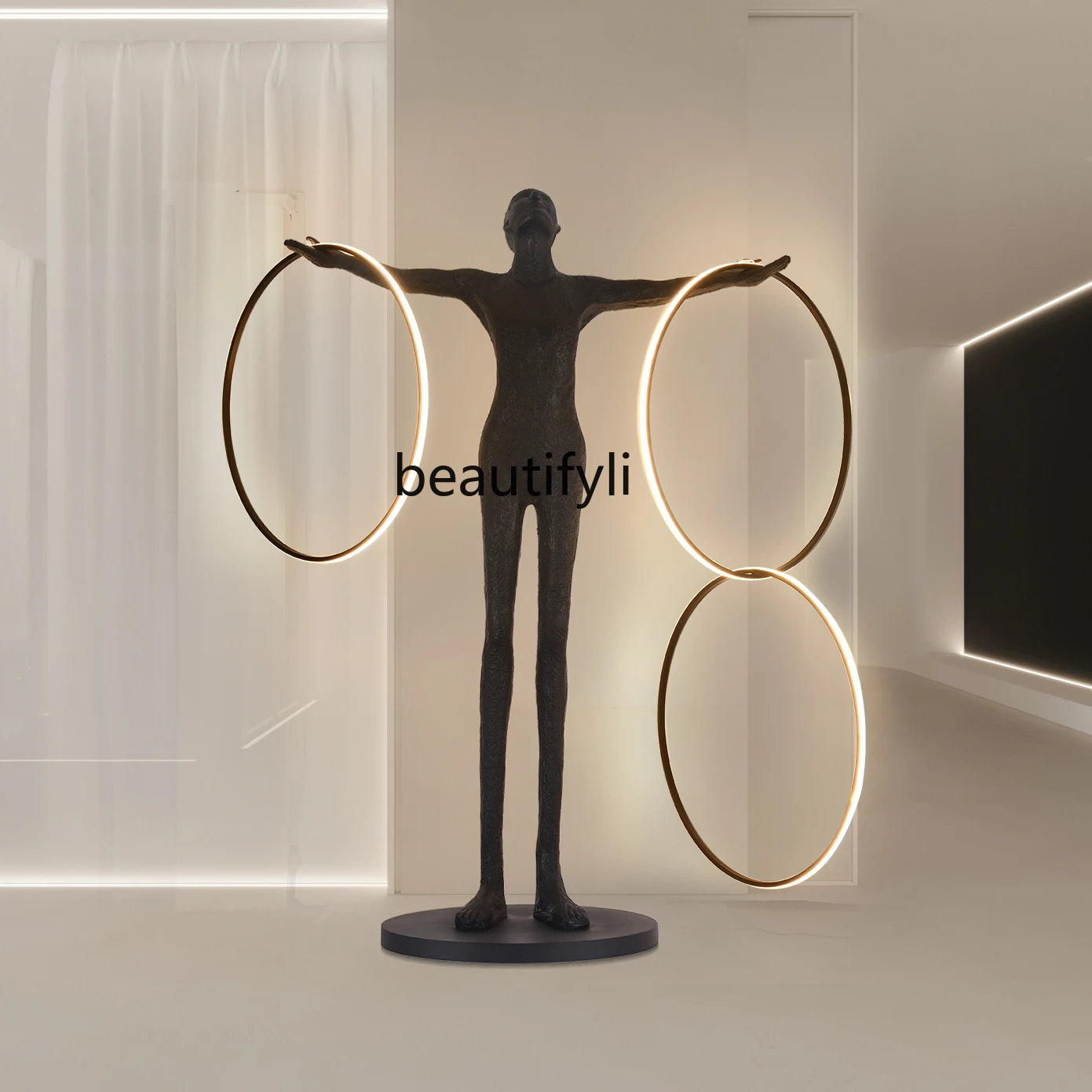 

GY Abstract Creative Human-Shaped Sculpture Big Decorations Lobby Entrance Light Luxury Floor Large FRP Floor Lamp