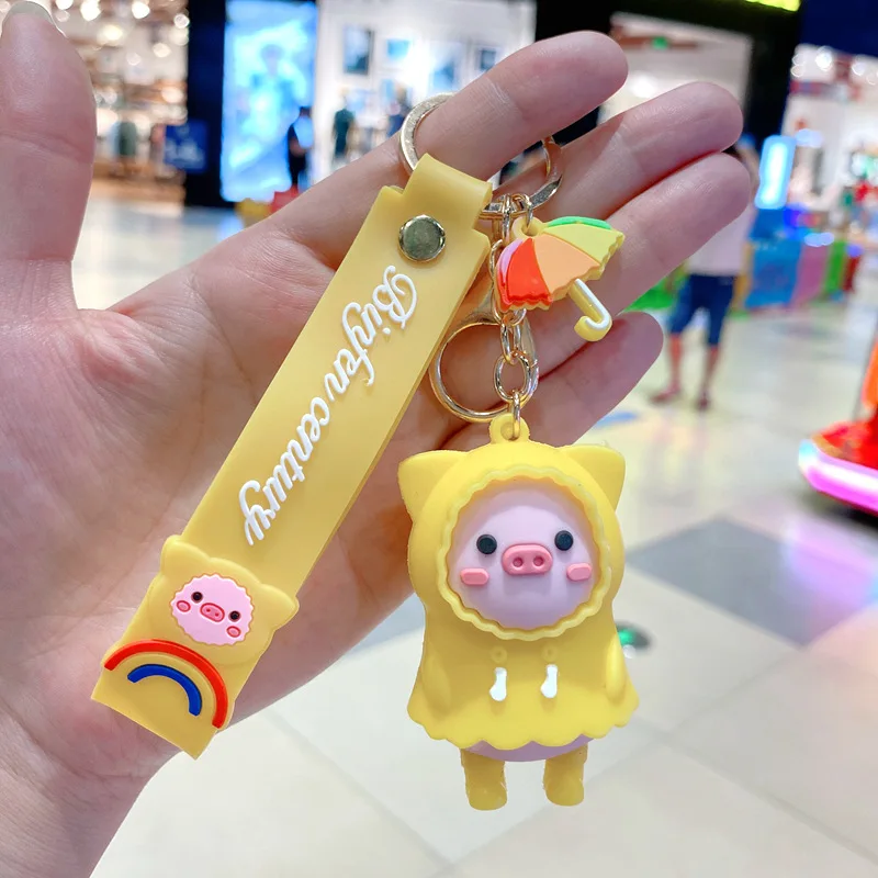 Мультяшный дождевик брелок для автомобиля в виде свиньи милая подвесная сумка