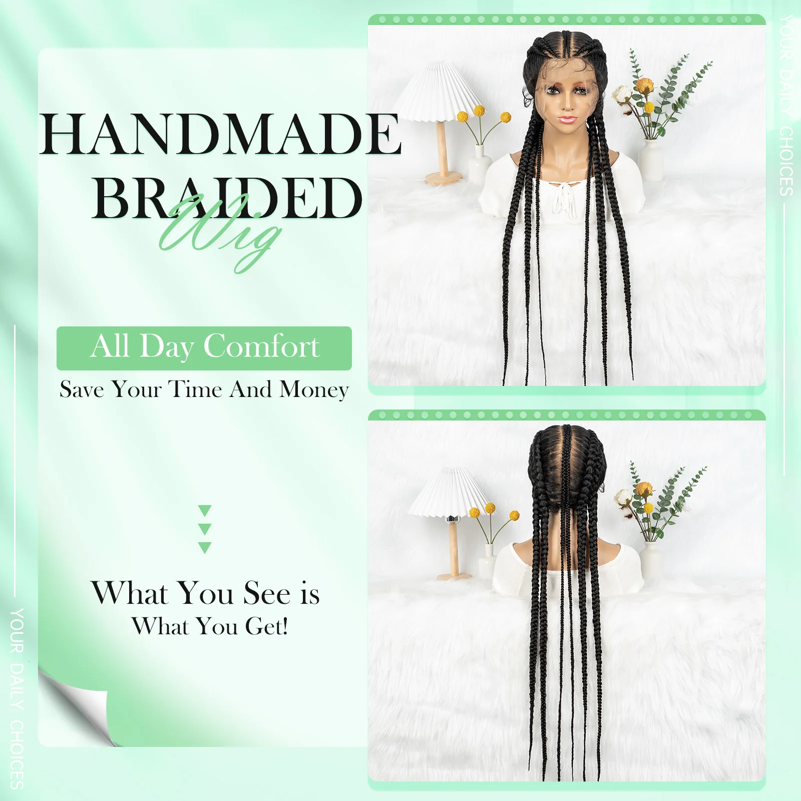 36-дюймовые плетеные парики Conrow полные кружевные для женщин парик с косой