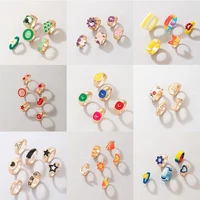 bluestar fashion colorful rings all season alloy cute design women dropping oil rings set
