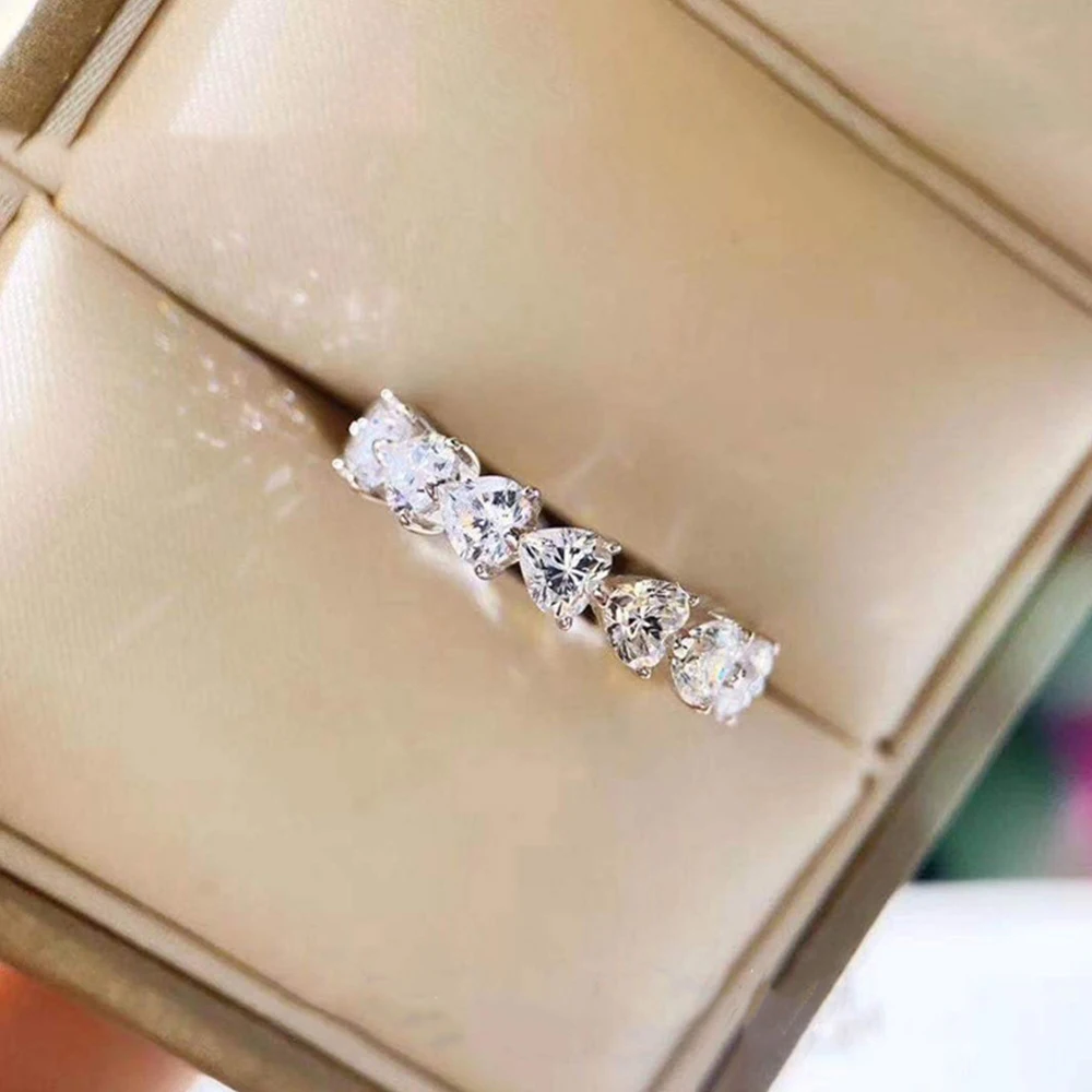 

WPB S925 Серебряные кольца циркониевые кольца в форме сердца женские сверкающие высокоуглеродистые бриллианты Роскошные Ювелирные изделия По...