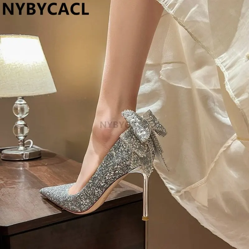 

2023 Newest Cinderella Shoes Rhinestone High Heels Women Pumps Pointed toe Woman Crystal Party Wedding Shoes 6cm /8cm /10cm