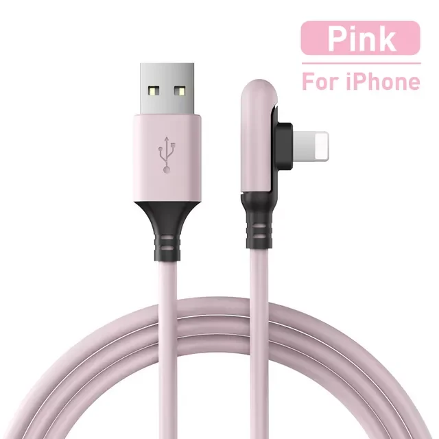 

90 Degree USB Data Cable 0.3/1.2/1.8m 8 Pin Foe iPhone Charger Kable Liquid Silicone Fast Charging Cord For iPhone 13 12 11