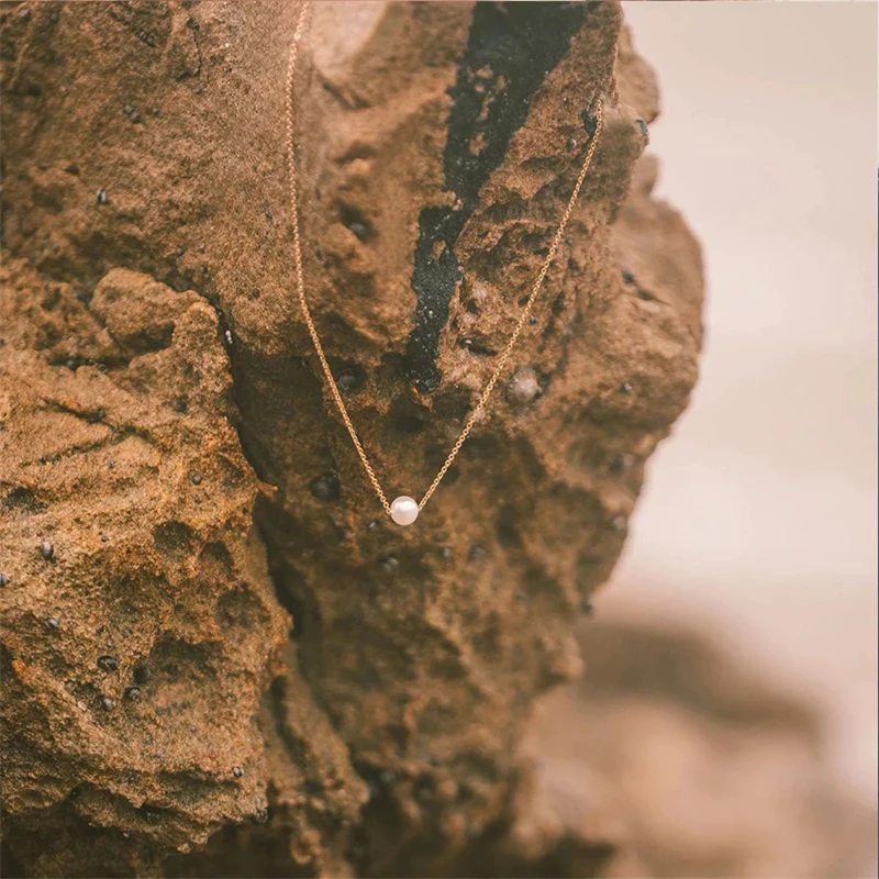 Женское ожерелье из нержавеющей стали с имитацией жемчуга