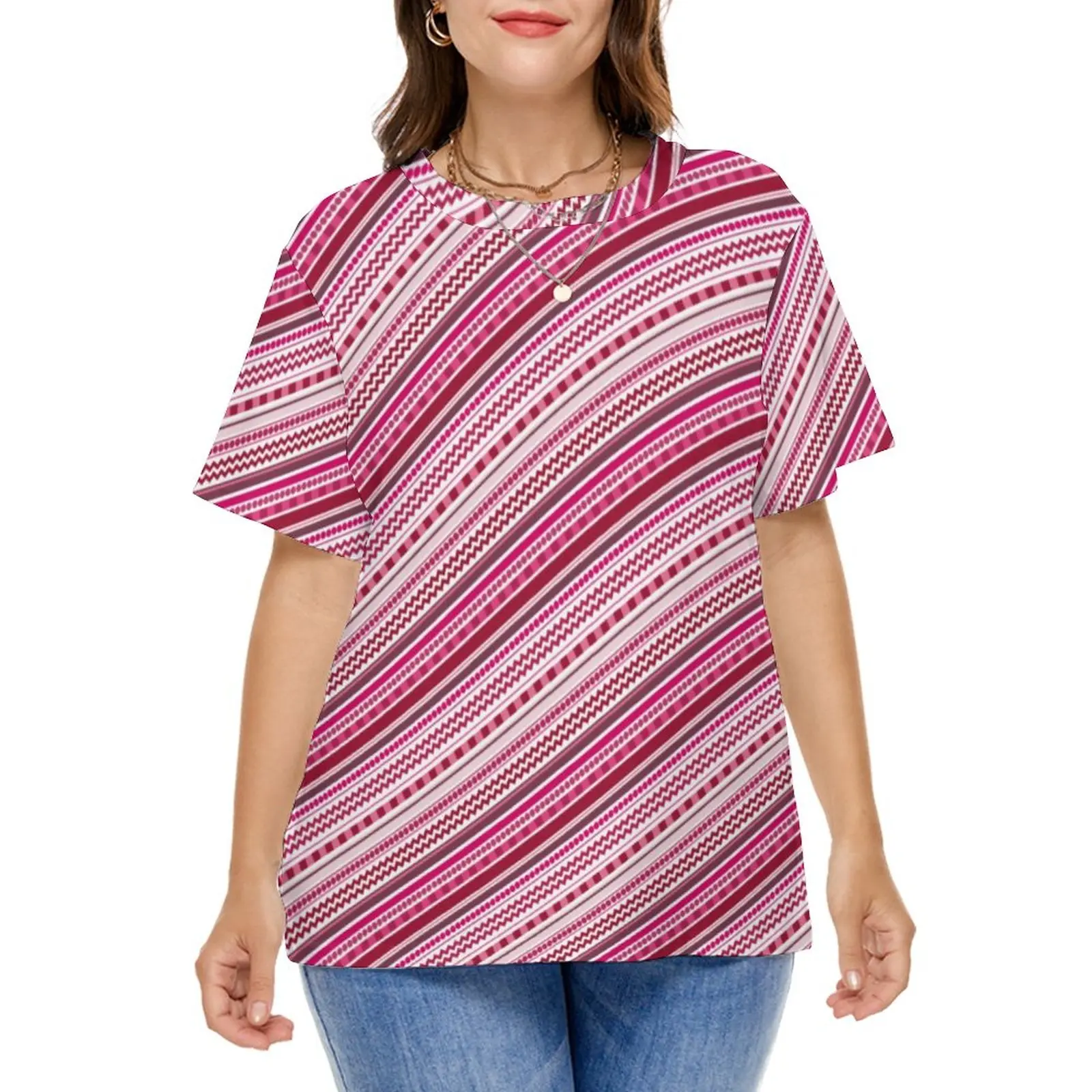 

Pink Dots And Stripes T-Shirts Funky Shades Print Street Wear T-Shirt Short-Sleeve Funny Tee Shirt Plus Size 4XL 5XL Tops Gift