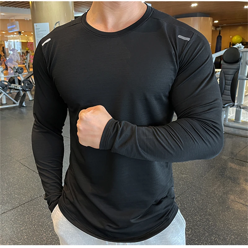 Men's Sports Fitness Shaper Long Sleeve Tops Autumn Compression Quick Dry Tight Sweatshirt Outdoor Gym Training Casual T-Shirts