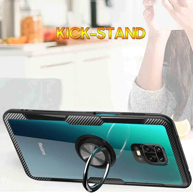 Transparent Magnetic Case For Xiaomi Redmi Note 9 10 8 Pro Max 10S 9S 10T 9T T 9Pro POCO X3 NFC F3 Shockproof Covers Ring Holder