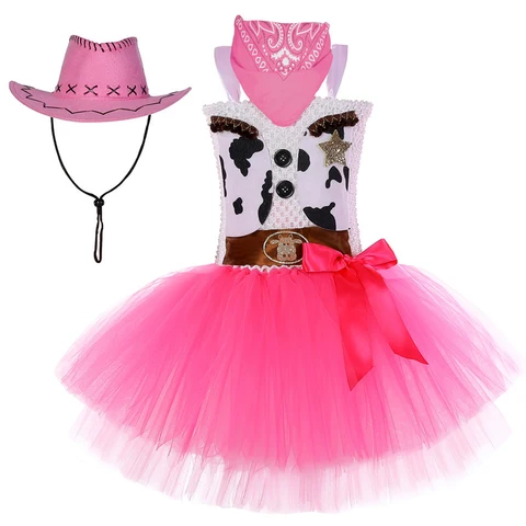 Детский костюм Джесси для девочек, платье Вуди и пачка с ковбойской шапкой, шарфом, палочкой, наряд на Хэллоуин, одежда для детей на день рождения