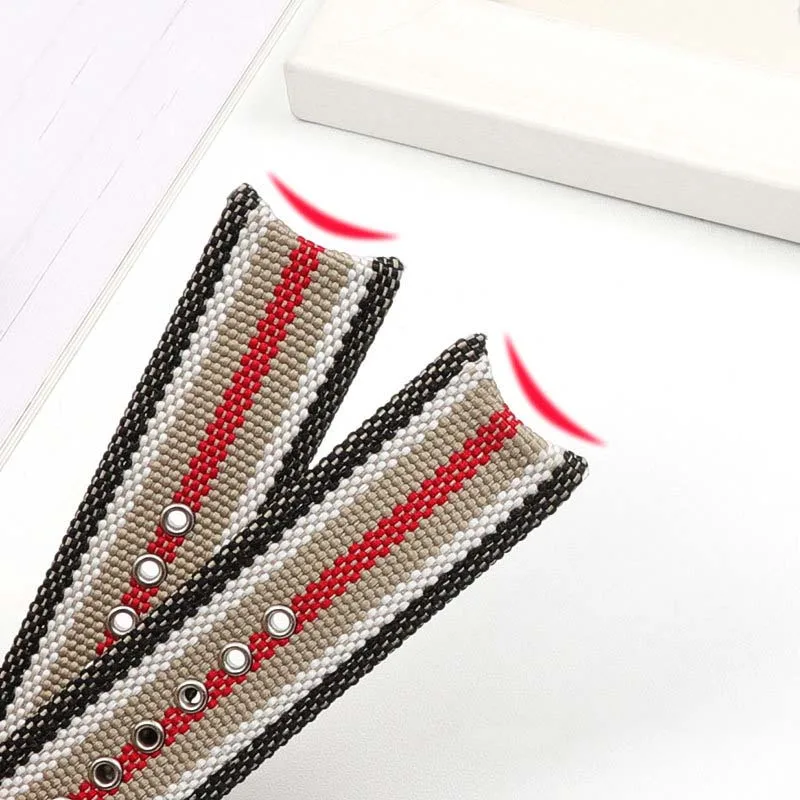 WatchbandFor BU7600 BU7680 Nylon Canvas Watch straps Men's Quartz Accessories with Butterfly Buckle Burber-ry Arc end bracelet