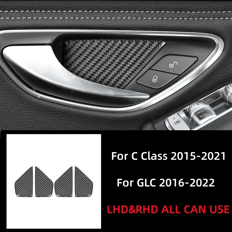 Наклейки из углеродного волокна для Mercedes Benz W205 C180 C200 C300 C GLC класс, автомобильная дверная ручка, чаша, отделка крышки, аксессуары для интерьера автомобиля
