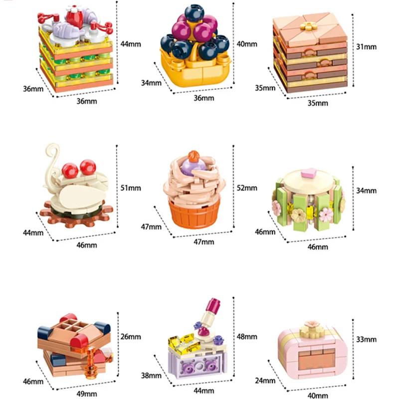 12pcs/Sets DIY MOC Collection Thousand Layer Cake Waffle Toast Ice Cream Tarts Building Blocks Model Bricks Kids Kits Toys images - 6