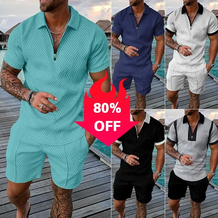 

Men’s Western Style Short-sleeved POLO Shirt Shorts Outfit