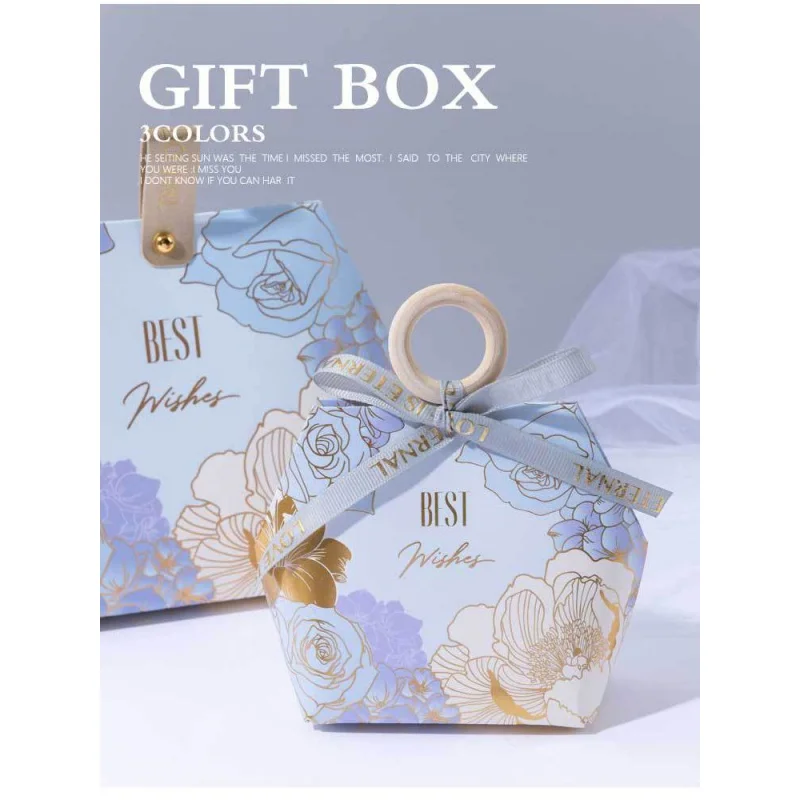 

10pcs Flower Candy Box Leather Handle Wedding Gifts Package Christening Favors Wedding candy bag gift box Event Festive Supplie