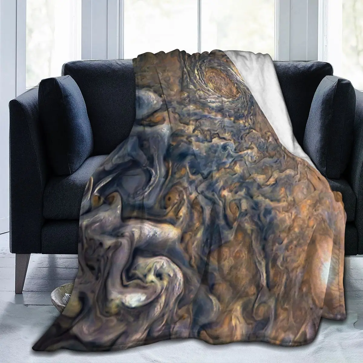 Swirling Clouds Of Planet Юпитер крупным планом от Juno Cam Ультрамягкое одеяло из микрофлиса