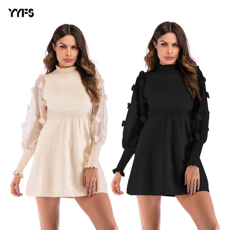 

Bodycon dress for women Square Neck Black Dress Women Elegant Cotton Fashion Side Split Dress Mini Ladies Basic