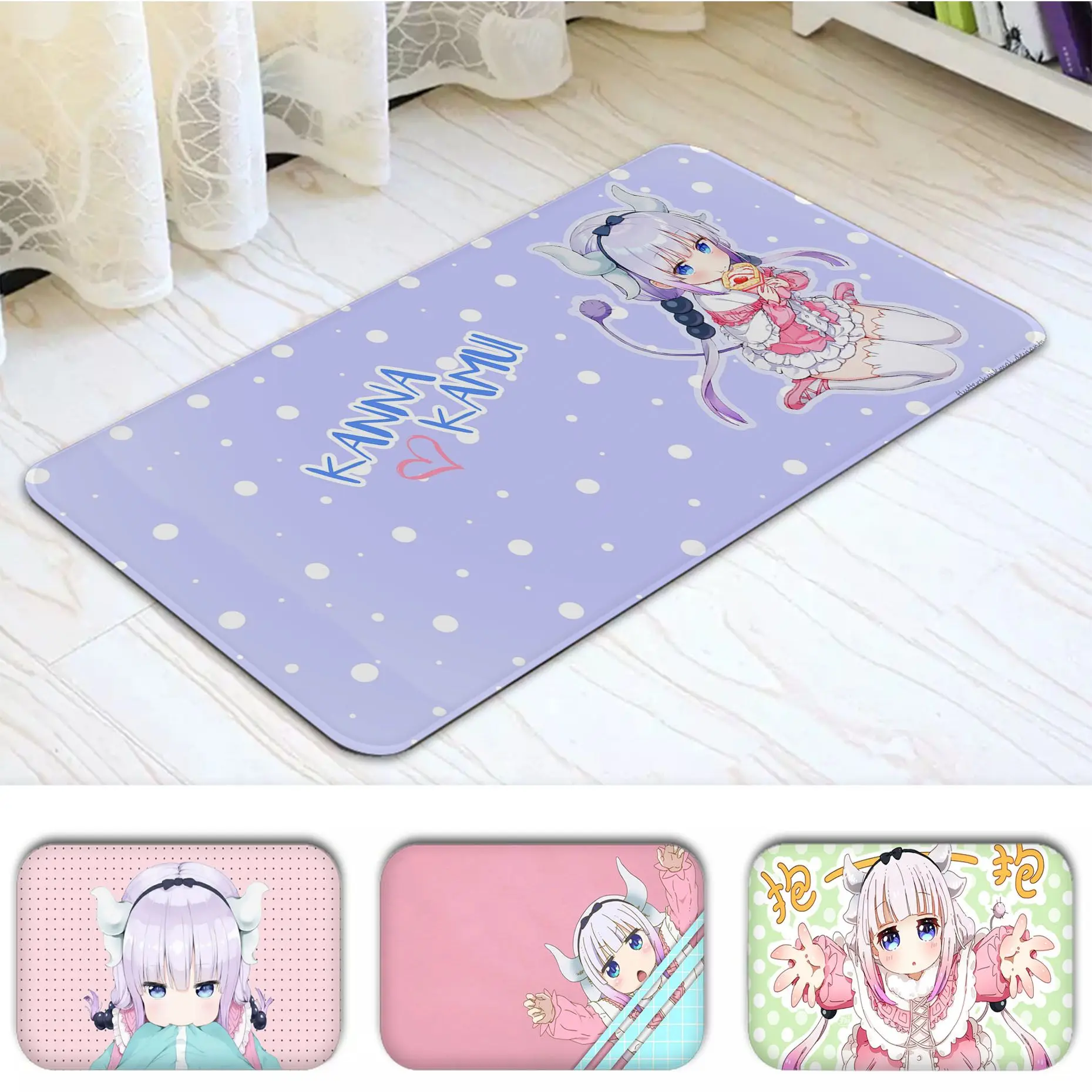 

Напольный коврик Miss Kobayashi's Dragon Maid Kanna Kamui, нескользящий декоративный ковер для ванной комнаты, гостиной, кухни