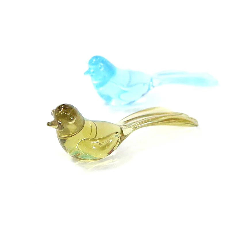 

Custom Cute Glass Bird Mini Figurines Ornaments Fairy Garden Home Living Room Desktop Decor Festival Event Party Gifts for Kids