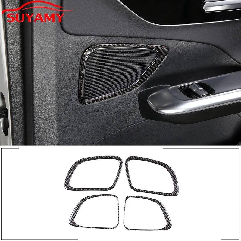 

Black Soft Carbon Fiber Car Door Horn Frame Panel Trim Sticker For 2022 Mercedes-Benz C-Class Auto Interior Accessories