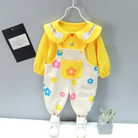 childrens long sleeve full body flower suspender suit two piece boys and girls clothing spring and autumn summer cheap wholes