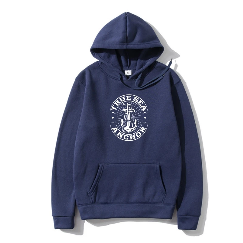 

True Sea Anchor Design Men Hoody Warm Fashion Casual High Quality Prin Outerwear Mens 100% Cotton Warm Prin Outerwear