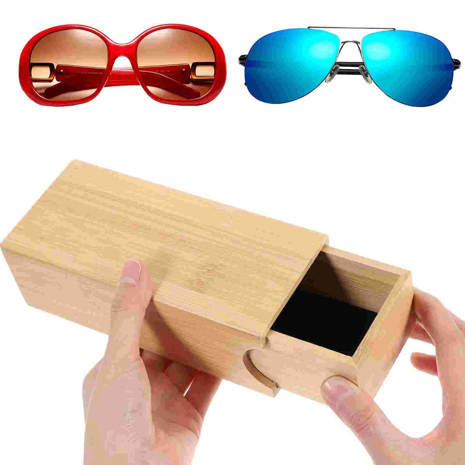 

Case Sunglasses Eyeglasses Box Storage Holder Container Glasses Organizer Wooden Spectacles Display Eyewear Pocket Protector