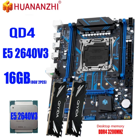 HUANANZHI X99 материнская плата LGA2011-3 материнская плата набор E5 2640 V3 DDR4 16G (8gbx2) 3200MHZ NVME M.2 USB3.0 SATA3 память QD4