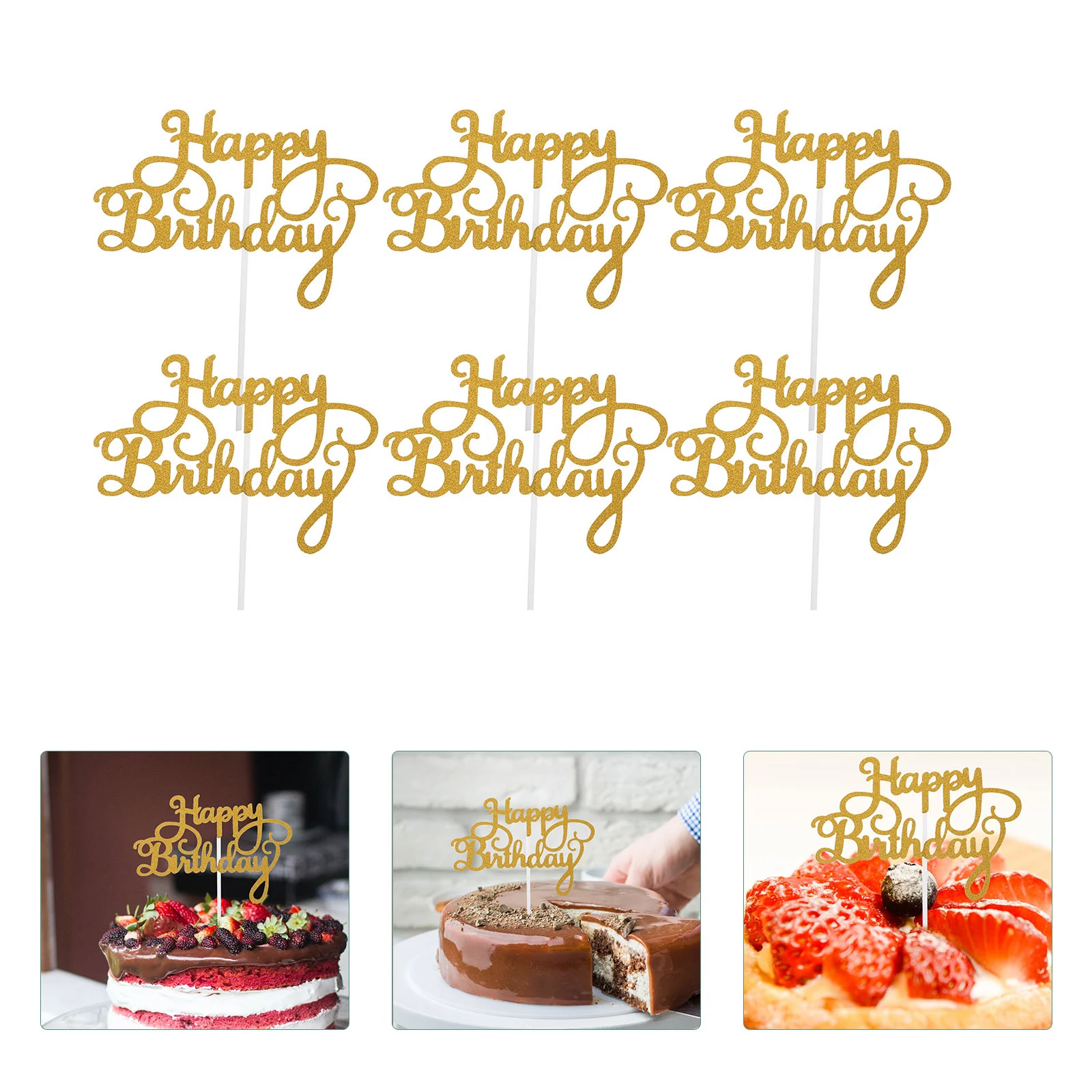 

Birthday Happy Decorations Cake Cupcake Christmas Topper Picks Toppers Paper