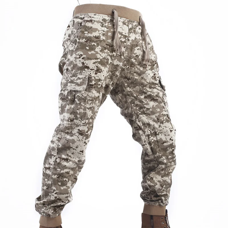 Men's Camouflage Pants Cotton Military Training Pants Multi Pocket Hiking Hunting Cargo Pants Autumn/Spring Jogger Pants