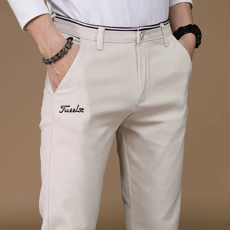 

Брюки мужские с вышитым логотипом, свободные прямые штаны в Корейском стиле, Узкие повседневные модные спортивные штаны для гольфа, весна-осень