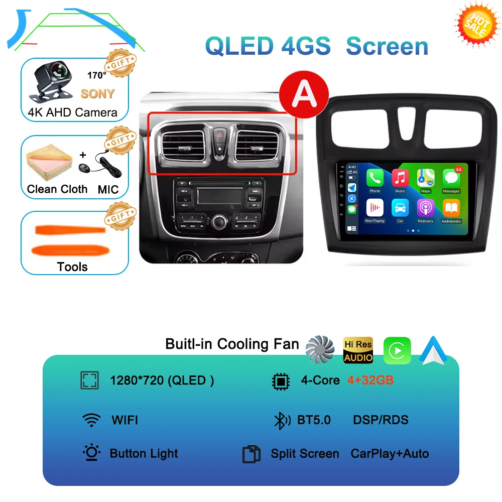 

Автомагнитола Android 16 с CarPlay для Renault Logan 2, Sandero 2 (2012-2019) — навигация GPS, мультимедийный плеер, Wi-Fi+4G, Bluetooth, DSP, 2DIN