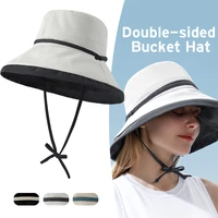women windproof and sunshade brim uv protection hat summer beach fisherman hat double side hats for travel sports sunscreen cap
